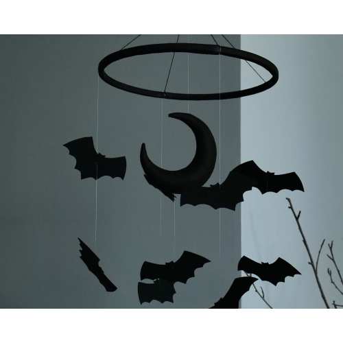 Goth baby mobile Gothic nursery mobile Baby bat decor Black moon Mobile baby Imaginative mobile Emo baby