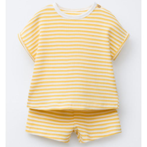 STRIPED WAFFLE T-SHIRT AND BERMUDA SET - striped | ZARA United States