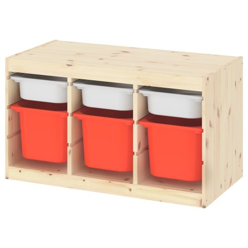 TROFAST Storage combination with boxes - light white stained pine white/orange 36 5/8x17 3/8x20 1/2 "