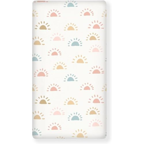 Colored Sun Fitted Crib Sheet Sunshine Baby Crib Sheet Fit Standard Crib and Toddler Mattress,Crib Mattress Sheets for Boys Girls 28"x52"