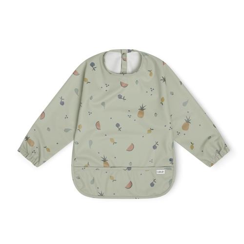 Lalo Smock Bib - Long Sleeve - Fruit Print Sage