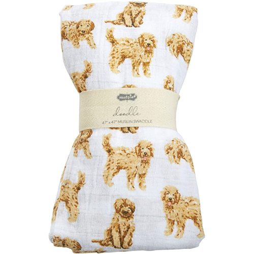 Mud Pie Golden Doodle Print Baby Swaddle Blanket, 47" x 47",