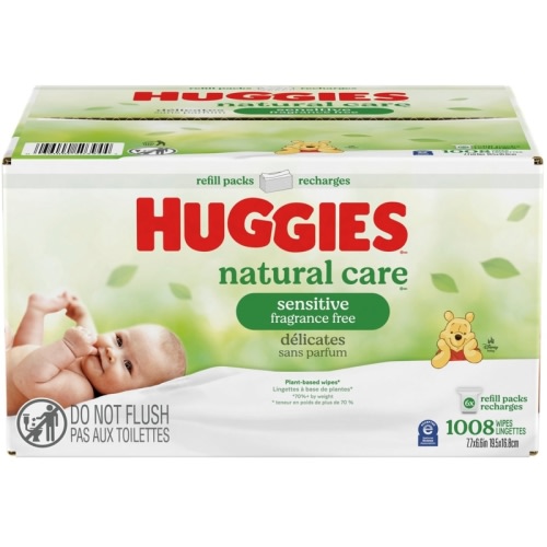 Baby Wipes, Natural Care Sensitive, UNSCENTED, 6 Refill Packs, 1,008 Wipes