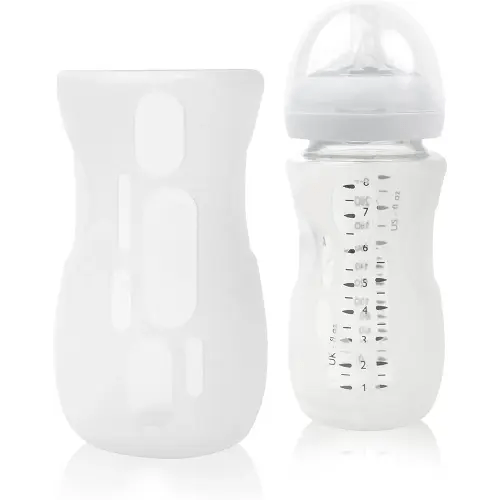 Olababy Silicone Sleeve for Avent Natural Glass Baby Bottles (8 oz, Translucent)