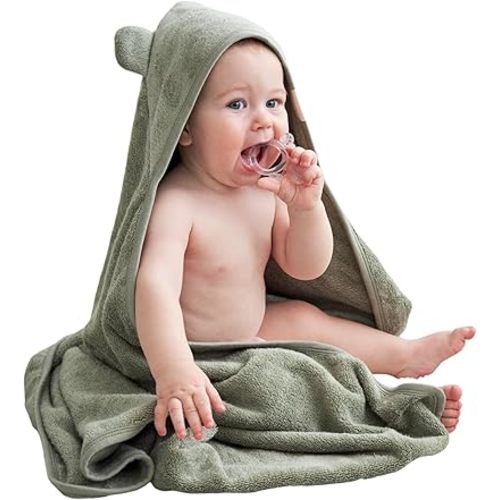 Toddler Bath Towel - Viscose from Bamboo & Cotton Blend for Delicate Skin - Super Soft Thick 600GSM - Ideal Toddler Boy and Girl Bath Essentials 35"x35" Bath Towel - Baby Towel with Hood