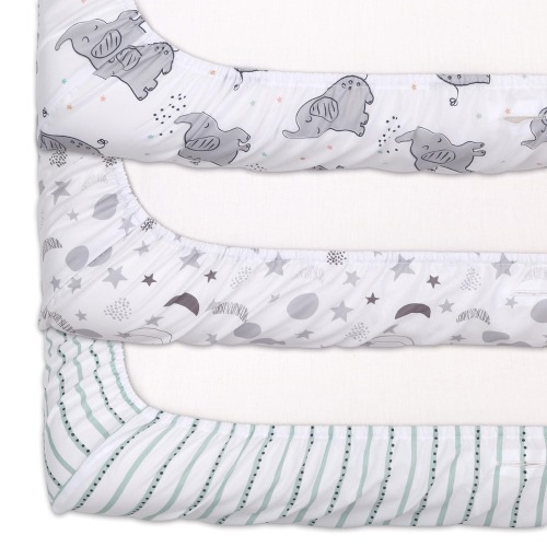 The Peanutshell Celestial Elephant Changing Pad Covers 3-Pack