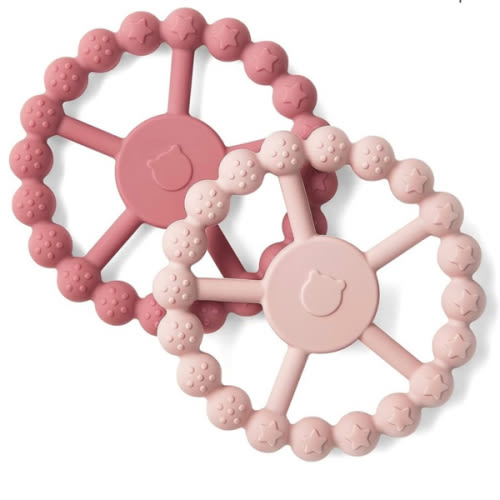 Samigo Ring Baby Teether Toys, Silicone Teething Ring Toys for Babies 0-6 6-12 Months, Baby Teethers 0-3 Months, Infant Teething Relief, Baby Girl Essentials - 2 Pack