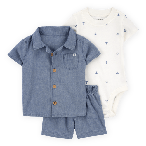 Blue Baby 3-Piece Chambray Anchor Outfit Set - Blue | Carter’s Oshkosh Canada