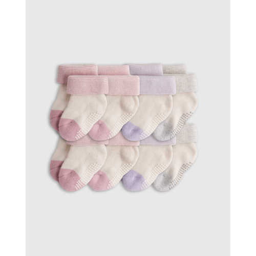 Organic Cotton Gripper Socks 8-Pack in Pink Multi