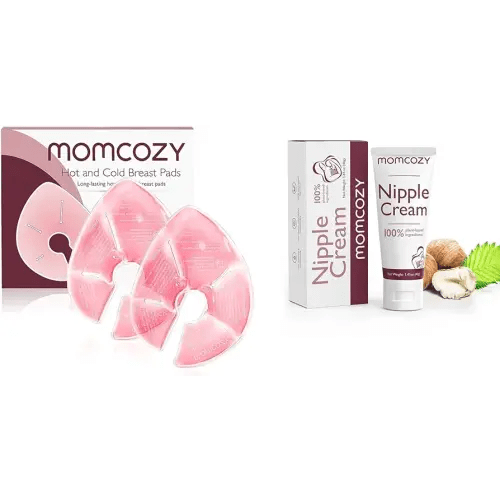 Momcozy Breast Therapy Packs, 2 Pack & Momcozy 100% Natural Nipple Cream