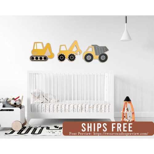 Wood Construction Wall Accessory, Construction Nursery Decor, Construction Kid Room Decor, Wooden Wall Decor