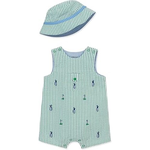 Little Me baby-boys 2-piece Seersucker Sunsuit Swim Essentials Playwear and Hat Set
