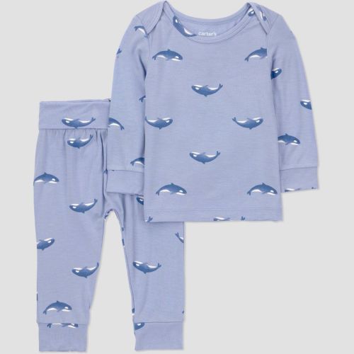 Carters' Just One You® Baby Boys' 2pc Comfy Soft Whales Set - Blue 12M