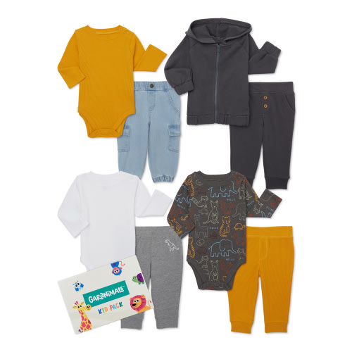 Garanimals Baby Boy Mix and Match Outfit Kid Pack, 8-Piece, Sizes 0-24M