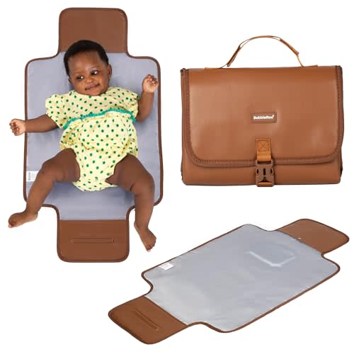 BabbleRoo Baby Changing Pad - Comfortable Portable Changing Pad, Compact, Fits in Any Diaper Bag - Lightweight and Soft with Cute Designs, Convenient Pockets, Extra Head Support – Brown
