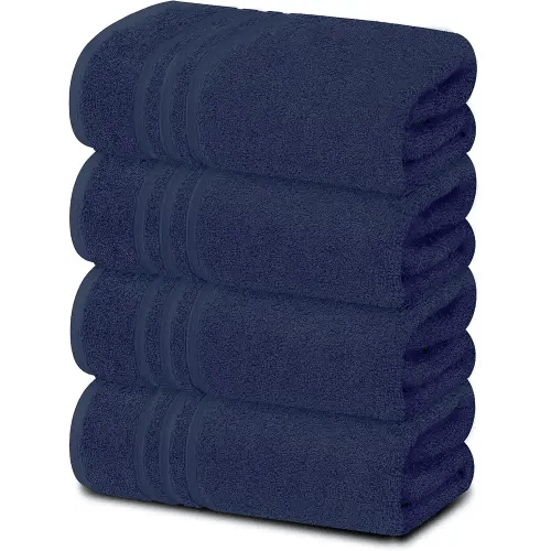 Tens Towels Pack of 4 Soft Bath Towels, 100% Cotton, 27 x 54 Inches, Lightweight & Quick-Dry, Ideal for Daily Bathroom Use, Practical & Comfortable, Navy