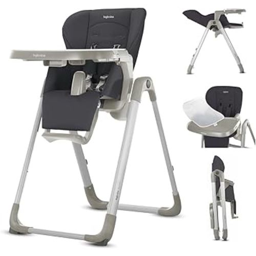 Inglesina My time Highchair, Pepper - Adjustable High Chair for Babies & Toddlers, 4 Height & 3 Recline Settings, Collapsible, Tool-Free Assembly, BPA Free, Removable Tray for Easy Cleaning