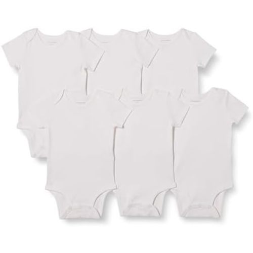 Amazon Essentials Baby Girls' Short-Sleeve Bodysuits, Pack of 6