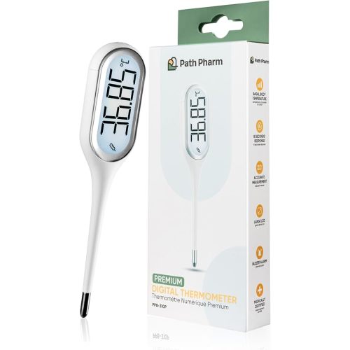 Premium Digital Thermometer for Adults and Kids - Basal Body Thermometer with 8s Reading - 0.05° C Accuracy Medical Oral Thermometer with Backlit Display - Fever Temperature Thermometer