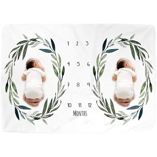 Kute 'n' Koo Premium Fleece Twins Baby Monthly Milestone Baby Blanket for Girl Boy, Large Personalized Photography Background Blankets, Thick Fleece for Mom Newborn