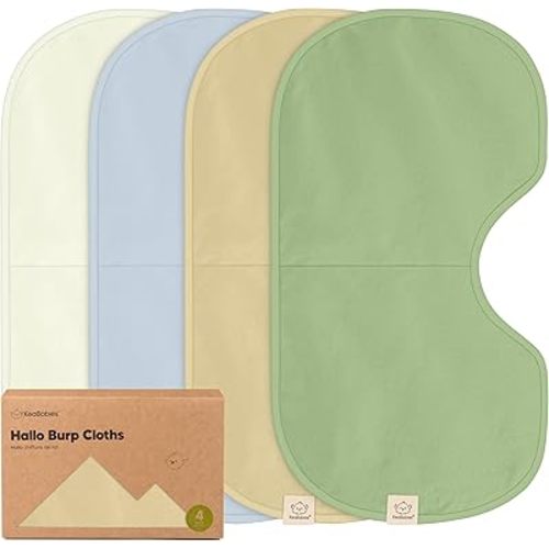 KeaBabies 4-Pack Baby Burp Cloths Baby Girl, Boy - Organic Cotton Burp Cloth, Extra Large, Absorbent, Soft Burping Cloths & Bibs Set for Babies, Newborn Burp Clothes, Thick Burp Rags (Dew)