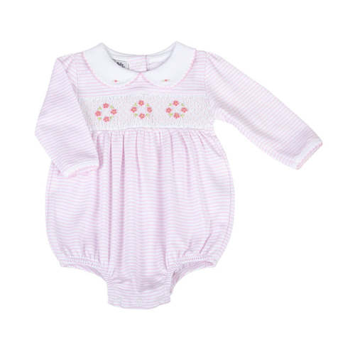 Lilly and Logan Smocked Long Sleeve Bubble - Pink