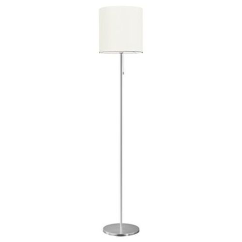 60.25" Sendo Floor Lamp Aluminum - Eglo: Contemporary Cream Shade, ETL Listed, Pull Chain