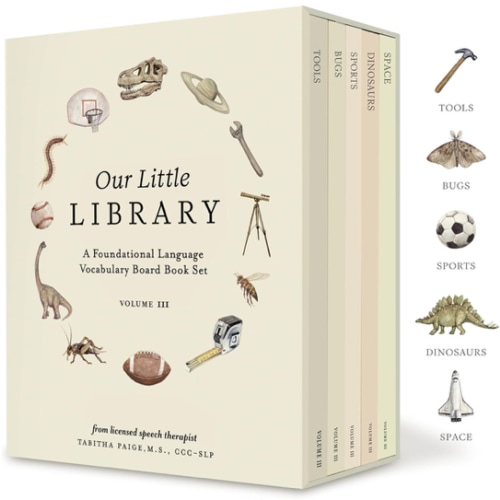 Our Little Library Vol. 3: Dinosaurs, Space, Tools, Bugs, and Sports Board Book Set for Boys & Girls (Tabitha Paige Children's Book Series)