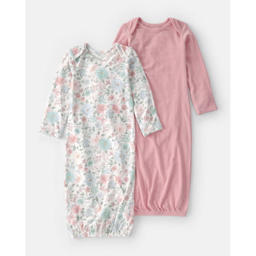 Baby Girl 2-Pack Butterfly Garden PurelySoft Sleeper Gowns - Pink