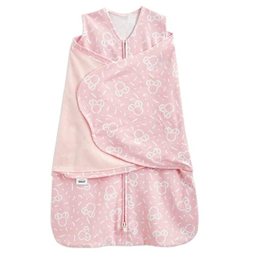Halo Disney 100% Cotton Muslin Sleepsack Swaddle, 3-Way Adjustable Wearable Blanket, Confetti Minnie Pink, Newborn, 0-3 Months - Confetti Minnie - Pink - Newborn (Pack of 1)
