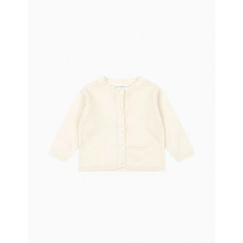 Venti Pointelle Cardigan in Antique White