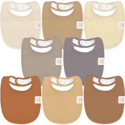 8-Pack Organic Baby Bibs for Boys, Girls - Soft Cotton Drooling and Teething Baby Bibs, Baby Girl Bibs, Baby Boy Bibs, Baby Drool Bibs for Baby Girl, Boy, Newborn Infant Bibs(Terracotta)