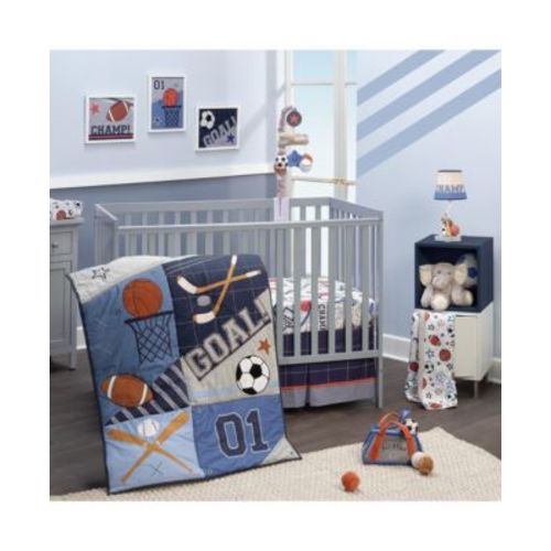 Baby Sports 3-Piece Football/Basketball Baby Crib Bedding Set