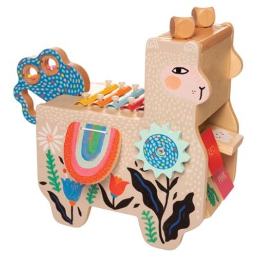Manhattan Toy Musical Llama: Award-Winning Wooden Instrument for Infants with Maraca, Drumsticks, Washboard & Xylophone