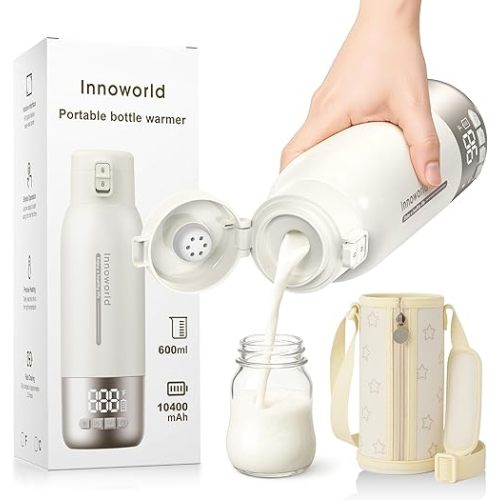 Portable Bottle Warmer for Travel, 20 oz Large Capacity Bottle Warmer On The Go, 10400mAh Long-Lasting Battery&Super Fast Charging in 2.5 Hours, Fast Heating for Breastmilk, Formula, Water