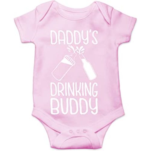 Belle Homie Daddy's Drinking Buddy - Funny Baby Essentials Bodysuit - Infants Outfit Newborn Unisex Rompers