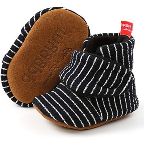 Timatego Newborn Baby Boys Girls Booties Stay On Socks Non Skid Soft Sole Infant Toddler Warm Winter House Slipper Crib Shoes 0-18 Months
