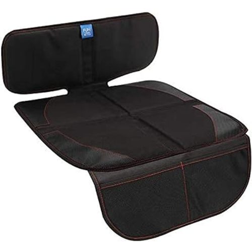 Funbliss Car Seat Protector for Child Car Seat - Auto Seat Cover Mat for Under Carseat with Thickest Padding to Protect Leather & Fabric Upholstery,PVC Leather Reinforced Corners