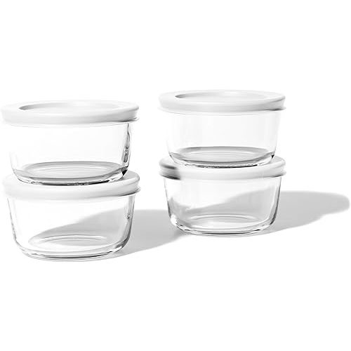 DURA LIVING 8-Piece Glass Food Storage Containers Set (4 Containers + 4 BPA-Free Lids) | 7-Ounce, Leakproof | Microwave, Freezer, Oven & Dishwasher Safe | Ideal for Meal Prep & Pantry Organization