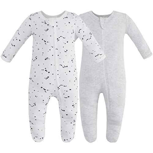 Owlivia Organic Cotton Baby Boy Girl Zip Front Sleep 'N Play, Footed Sleeper, Long Sleeve