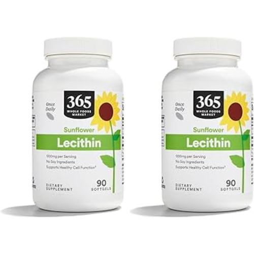 365 By Whole Foods Market, Sunflower Lecithin 1200mg, 90 Count (Pack of 2)