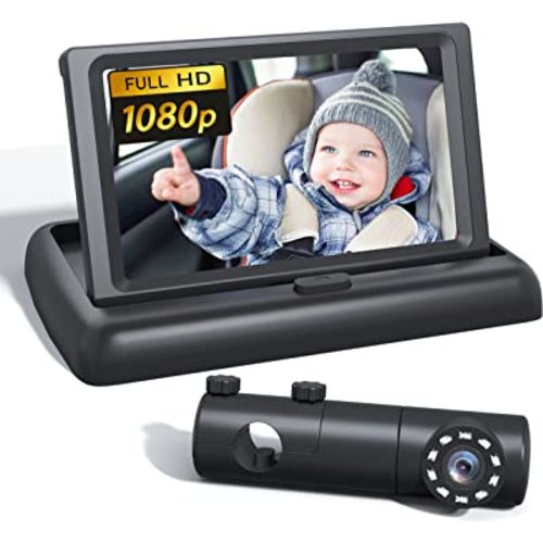 BABYMUST 1080P Baby Car Mirror with Night Vision Function, 4.4”HD Wide Seat Mirror Camera to Observe Baby's Every Movement While Driving, Monitor with 360°Fixable Camera