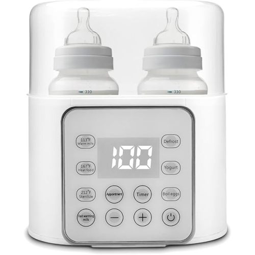 Baby Bottle Warmer 9-in-1 Multifuntion Breast Milk Warmer, Fast Baby Food Heater & Defrost Warmer with Timer for Twins, LCD Display Accurate Temperature Adjustment, 24H Constant Mode