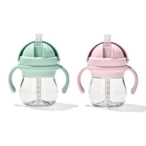 OXO Tot Transitions Straw Cup with Handles 6 oz. - Opal and Blossom - 2 Pack