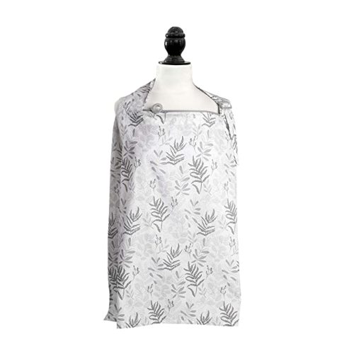 Boppy Nursing Cover for Breastfeeding, Gray Ferns, Apron Style with Storage Pocket, Rigid Neckline to See Baby While Feeding, and Breastfeeding or Pumping