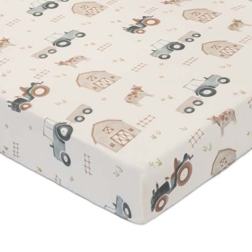 Charlie Tractor 100% Cotton Sateen Fitted Crib Sheet