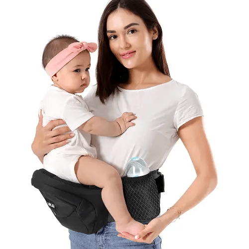 HKAI Baby Carrier Hip Seat, Mom’s Choice Award Winner, Advanced Large Capacity Pocket with Adjustable Waistband, Shock Absorption Hip Seat Surface for Newborns & Toddlers, (Black)
