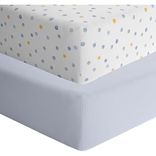 Featherhead™ 2-Pack Fitted Crib Sheets - 100% Cotton - 52" x 28" x 9" for Standard Crib and Toddler Mattress (Jersey Boys Polka)