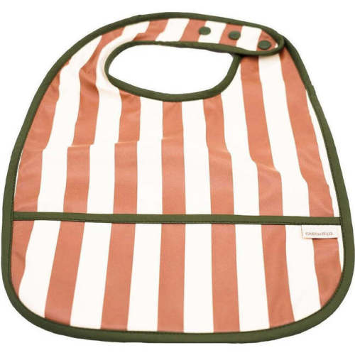 Striped Basic Front Pocket Snap Bib, Atlas & Tierra - GRECH & CO. Bibs | Maisonette