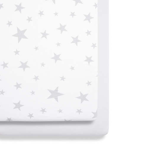 Snuz Twin Pack Sheets - Crib Gray Star